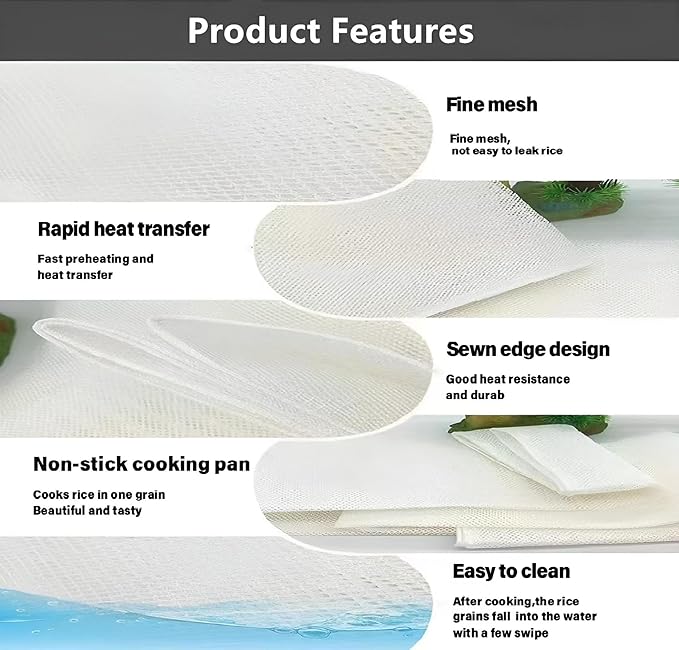 1Pcs Rice Net, 45 x 39 inch Sushi Rice Cooking Net,Non-Stick Rice Cooker Napkin,Reusable Home or Commercial Rice Net,Fine Mesh Steam Cloth