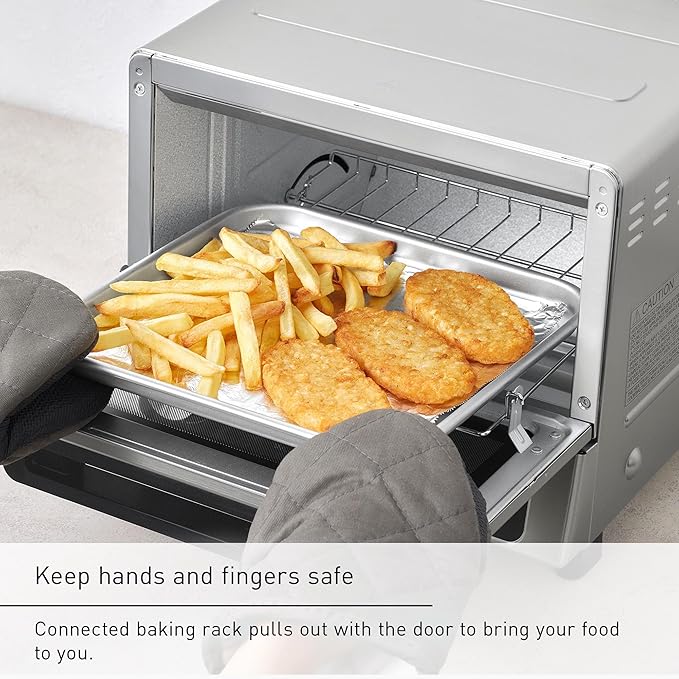 Panasonic FlashXpress Toaster Oven Countertop, Compact 4 Slice Toaster Oven w/Double Infrared Heating, PFAS-free, 6 Auto Cook Options & Precise Temperature Control, 1300W - NB-G200P (Stainless Steel)