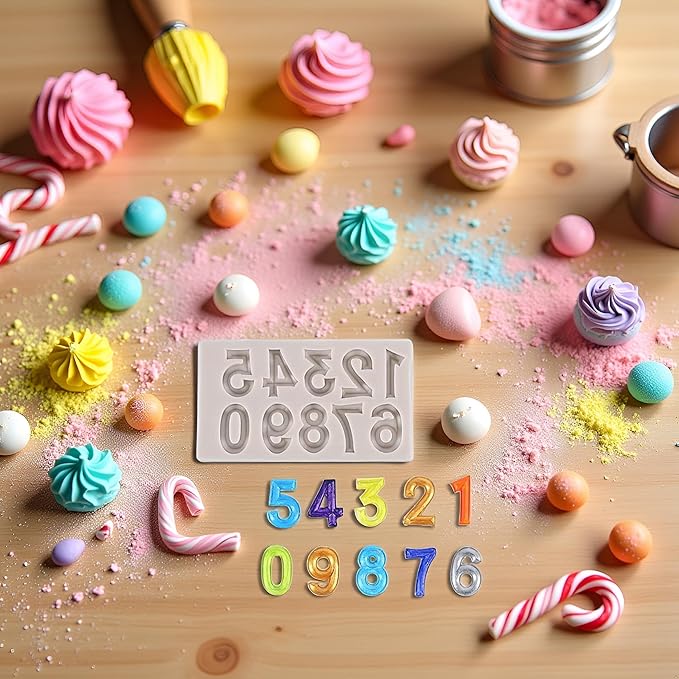 Gray Silicone Fondant Molds 3D Number 0-9 Fondant Chocolate Baking Molds For Cake Decorating Cupcake Topper Candy Chocolate Gum Paste Polymer Clay Fondant and Gum Paste Molds Pastry and Baking
