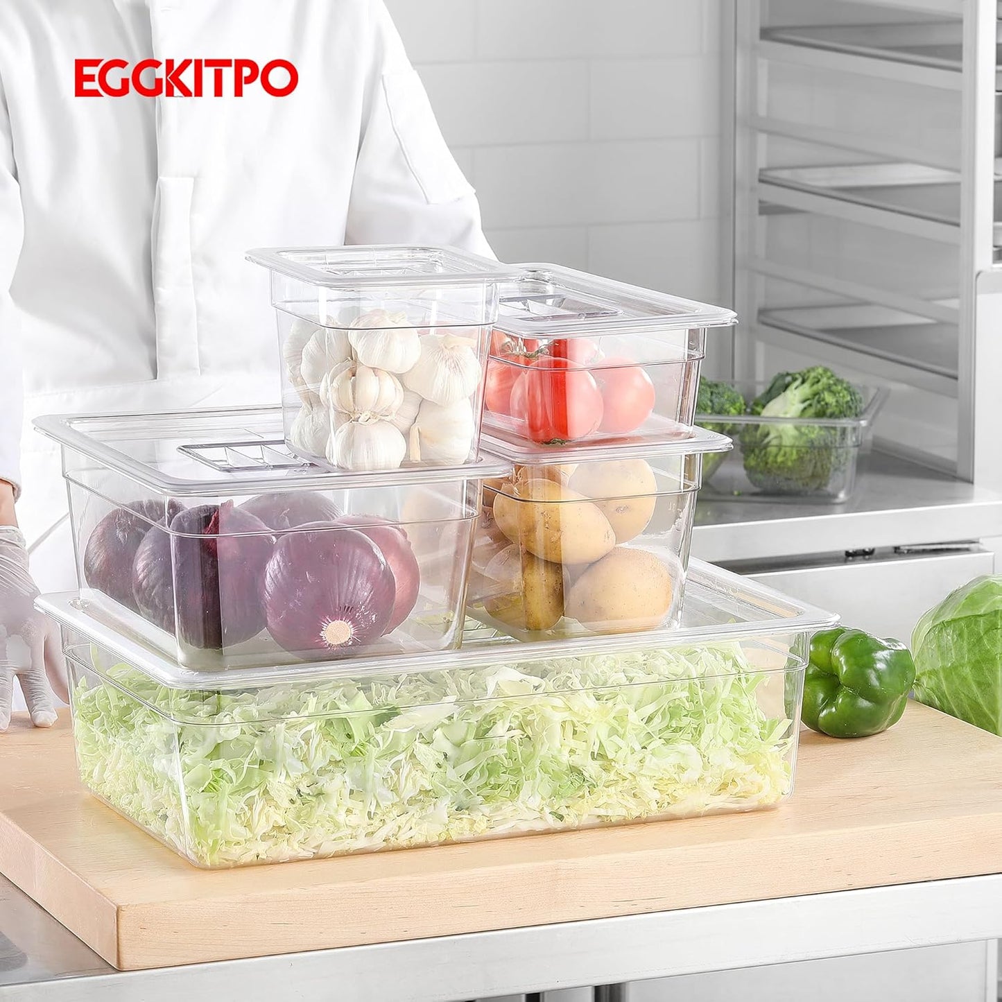 6-Pack Half Size Food Pan 2.5 Inch Deep Food Storage Container for Commercial Business Clear Stackable Polycarbonate Pans for Food Prep BPA Free Freezer-safe
