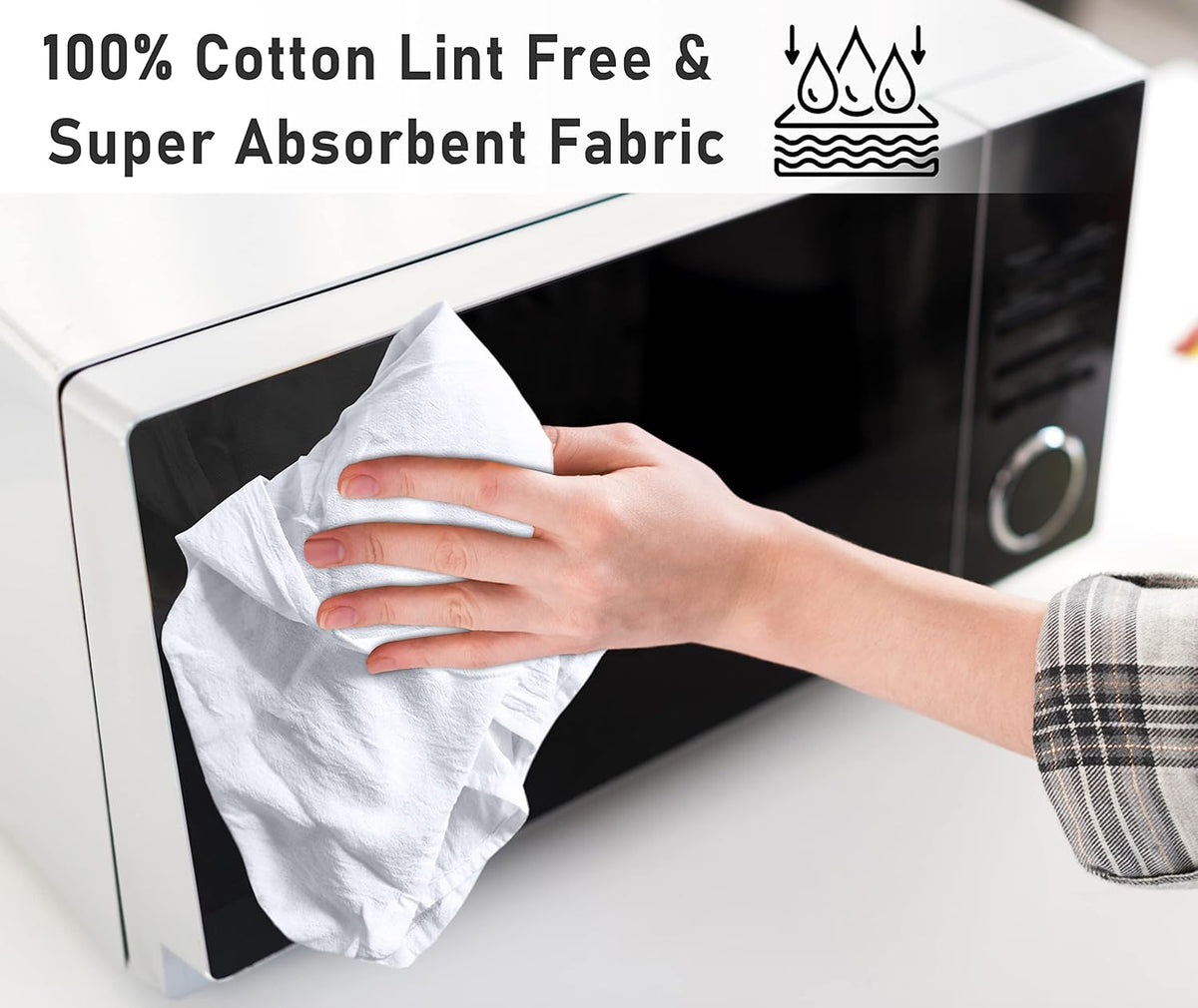 RUVANTI Flour Sack Towels 6 Pack 28x28 Inch, 100% Cotton Tea Towel, Reusable, Machine Washable, Absorbent BarTowels - Dish Cloth Perfect for Drying Dishes & Cleaning - White