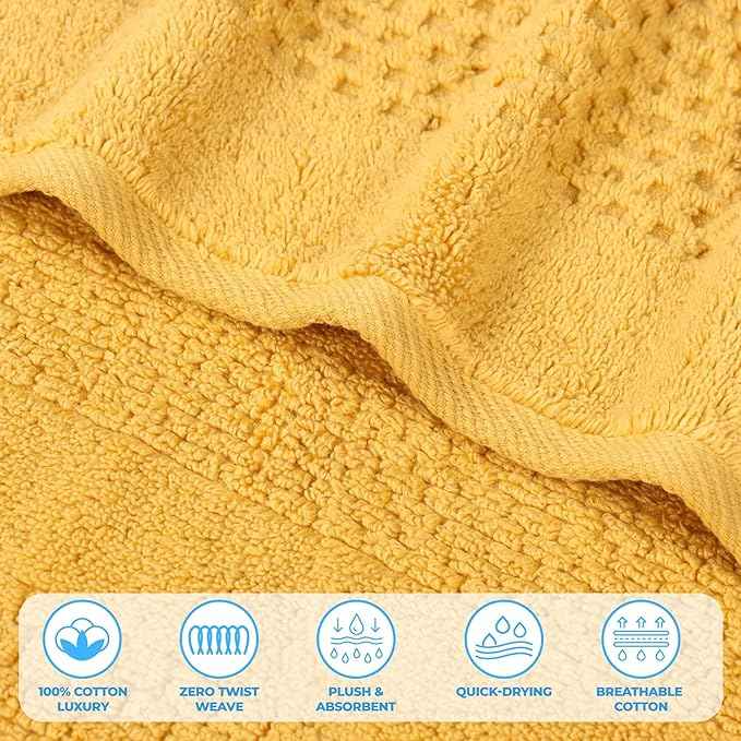 Superior Playa Zero Twist Cotton Medium Weight Bath Sheets, for Guest Bath, Bathroom, Shower, Spa, Plush, Quick Dry, Ultra-Soft Towels, Essentials, Waffle Textured, Oversized Towels, Set of 2, Gold