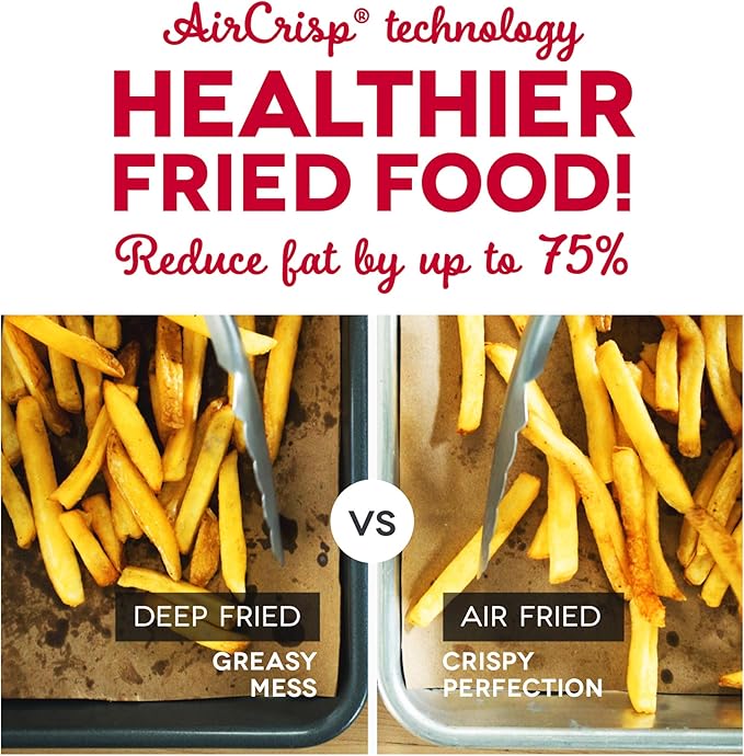 Dash Deluxe Air Fryer -Has AirCrisp® Technology - Adjustable Temperature Control & Auto Shut-Off Feature - Compact Nonstick Basket - 3 Quarts - Black