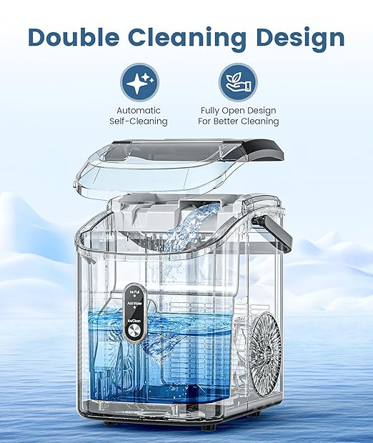 COWSAR Nugget Ice Makers Countertop, Pebble Ice Maker Machine with Soft Chewable Ice, 34Lbs/24H, Self-Cleaning, One-Click Operation, Pellet Ice Maker Countertop for Home/Kitchen/RV/Camping