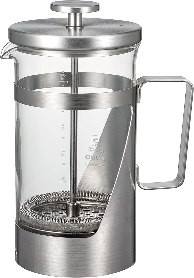 HARIO THSV-4-HSV Hairline Silver Pressed Coffee, Heat Resistant Glass, Stainless Steel, Practical Capacity, 20.3 fl oz (600 ml)