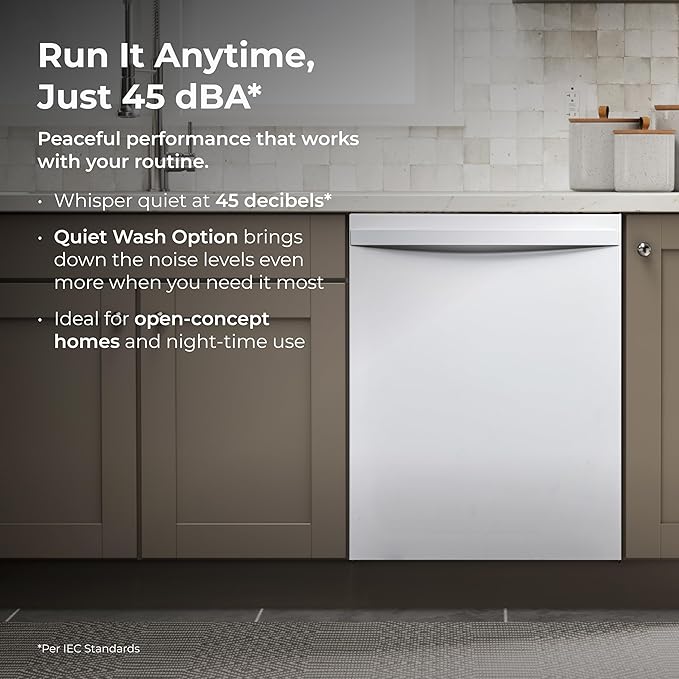 Kenmore 22-14642 24" Built-In Dishwasher - UltraWash Plus, EasyFlex Third Rack, TurboDry, SmartWash & Reach-Thru Handle - 15 Place Settings - 45 DBA - ENERGY STAR Certified - 24" - White