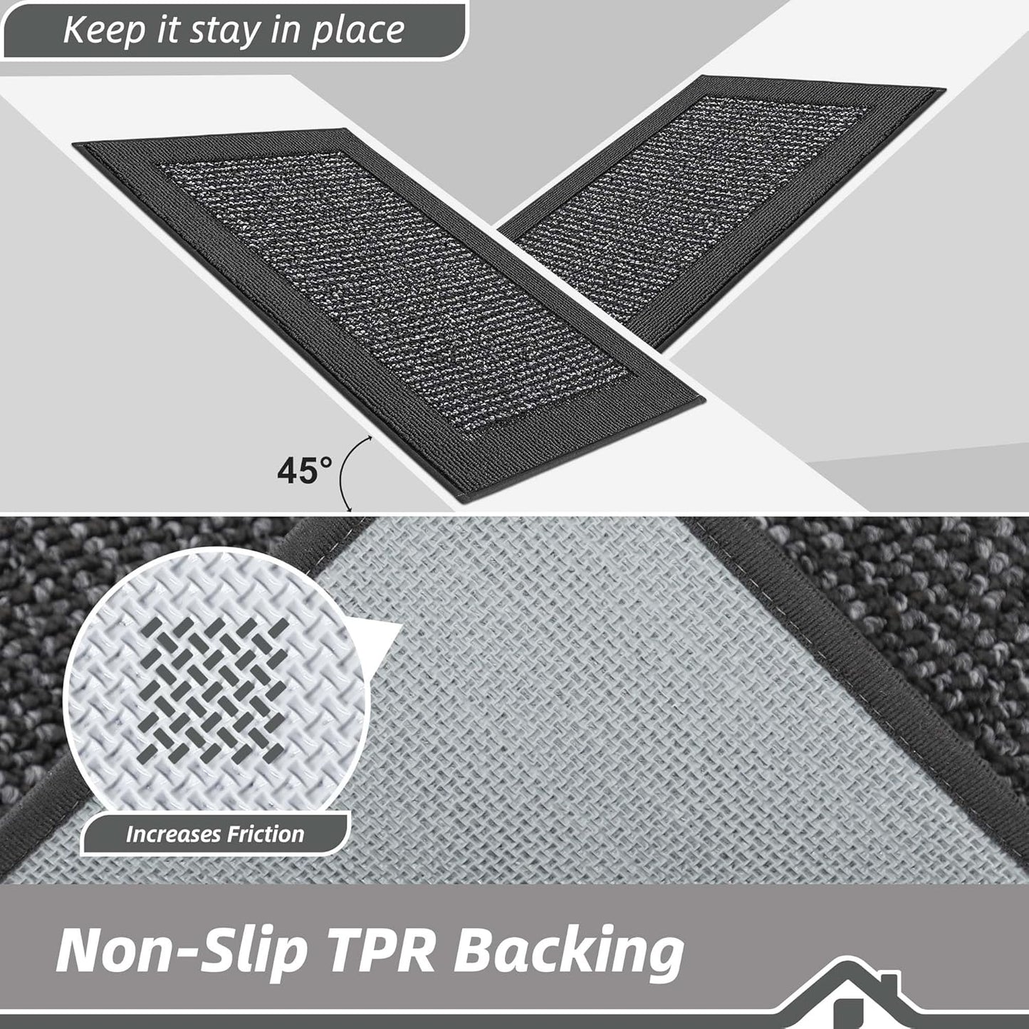 BEQHAUSE Indoor Door Mat 36" x 60", Dirt Trapper Door Mats Non-Slip Entryway Rugs Washable, Resist Dirt Absorbent Welcome Mat, Low Profile Floor Mats for Front Back Door and Entryway, Charcoal