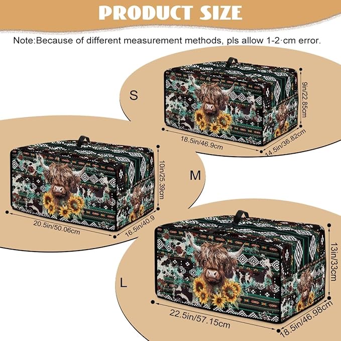 Toaster Oven Dust Cover Washable Fabric Convection Oven Cover Protector Compatible with Various Small Kitchen Appliances, S, Aztec Highland Cow Sunflower