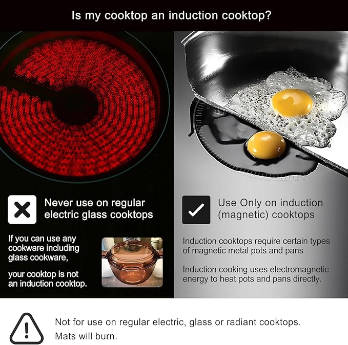 Lazy K Induction Cooktop Mat - Silicone Fiberglass Scratch Protector - for Magnetic Stove - Non Slip Pads to Prevent Pots from Sliding During Cooking_ Black (9.4inches)