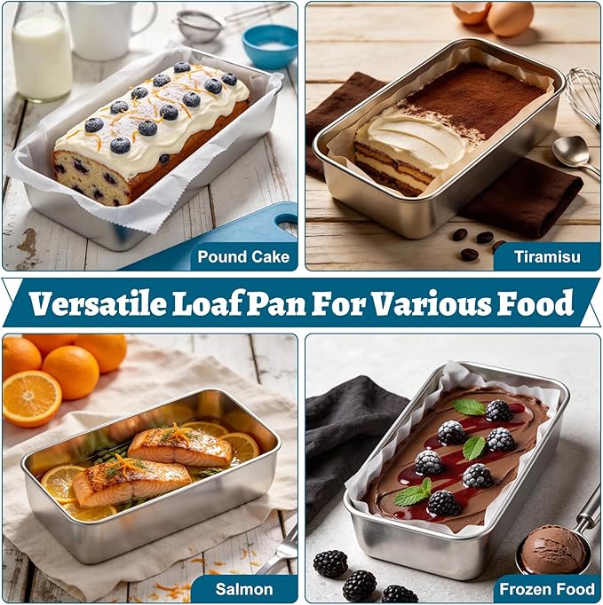 TeamFar Loaf Pan for Baking Bread, 9 x 5 Inch Stainless Steel Bread Loaf Pan with Lid, Meatloaf Pan Tin for Homemade Bread, Brownies, Meal Prep, Storage, Healthy & Dishwasher Safe