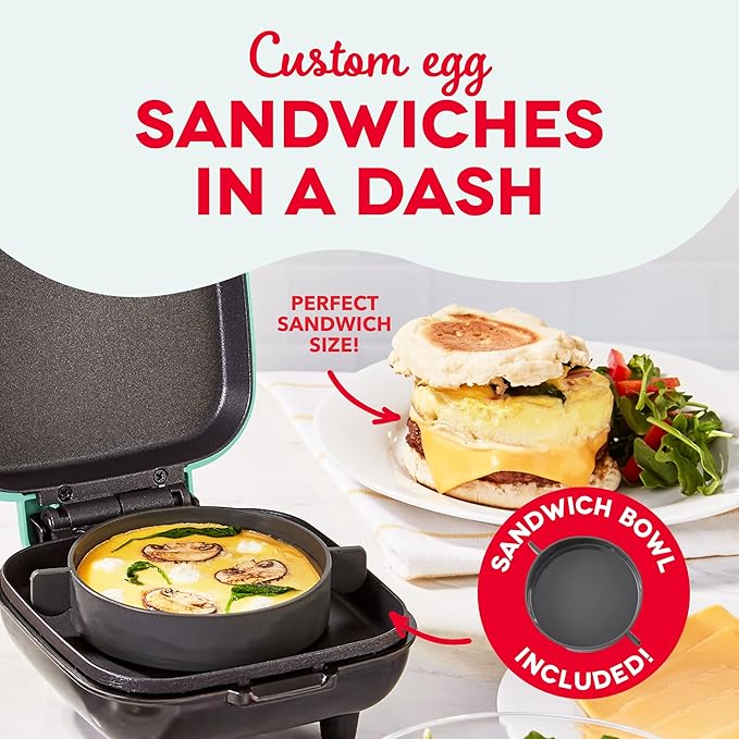 Dash Deluxe Egg Bite Maker - Electric Egg Bite Maker for Healthy Protein Snacks - Quick Cleanup, Space-Saving Design & Non-Slip Feet - 4 Servings, Aqua