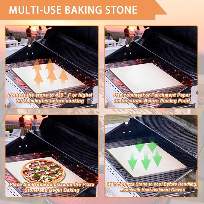 18'' Square Pizza Stone Extra Large Pizza Stone Baking Stone Cordierite Bread Stone for Oven and Grill, Thermal Shock Resistant Cooking Stoneware