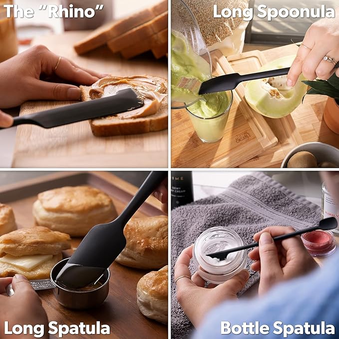 DI ORO Silicone Jar Spatulas for Scraping - Rubber Spatulas Silicone Heat Resistant - Kitchen Spatulas Nonstick Cookware Safe - Silicone Utensil Set for Blenders, Mixing, Baking, & Makeup (5pc, Mint)