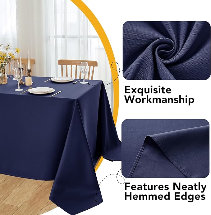 10-Pack Navy Blue Tablecloths for Rectangle Tables, 60 x 120 Inches, Stain-Resistant Polyester Fabric for 6 Foot Tables - Washable Table Covers for Weddings, Birthday Parties, Events