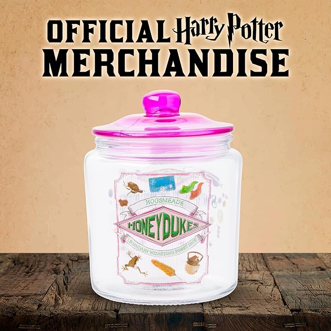 Silver Buffalo Harry Potter Hogsmeade Honeydukes Treats Glass Cookie Snack Candy Jar With Lid (Small)