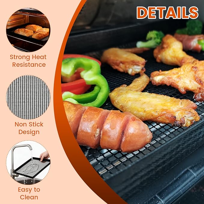 Professional-Grade 1-Pack PTFE Mesh Oven Baskets, 13.5x14.5x1 Inch Non-Stick Solid Oven Trays for Commercial Kitchens & High-Volume Cooking