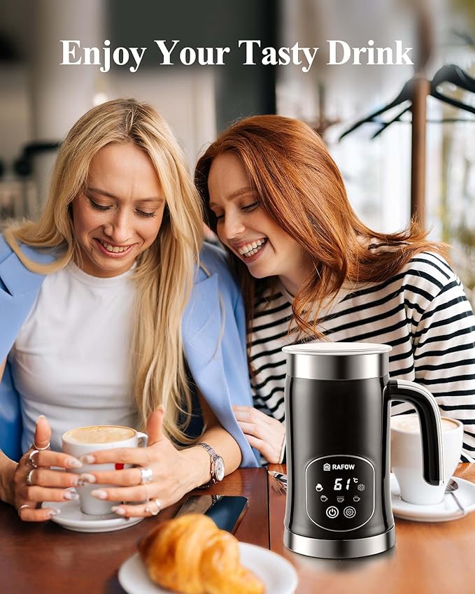 5-in-1 Milk Frother and Steamer - Upgraded Automatic Milk Steamer 11.8oz Hot & Cold Foam Maker and Milk Warmer with LED Display Touch Screen & Two Whisks for Latte,Cappuccinos,Silent Working-110V