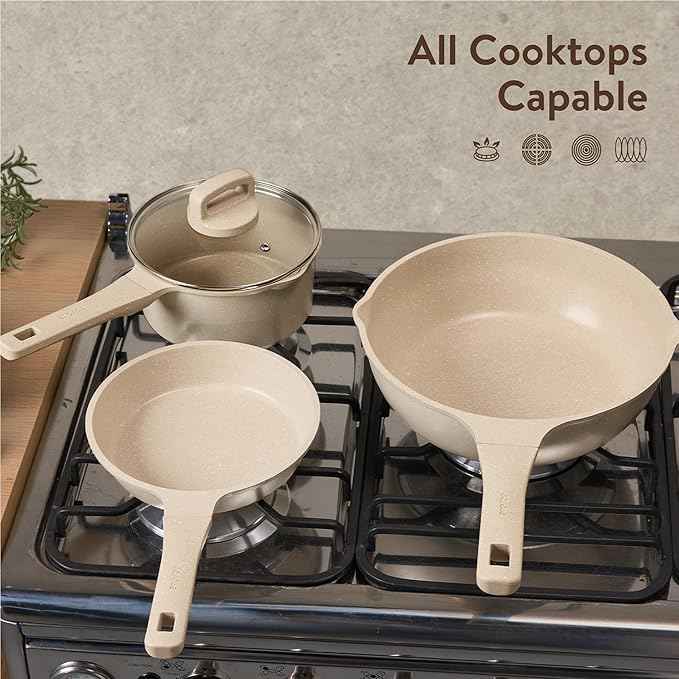 CAROTE 14 Pcs Pots and Pans Set Nonstick, Induction Kitchen Cookware Sets, Non Stick Kitchen Cooking Set with Frying Pans Set