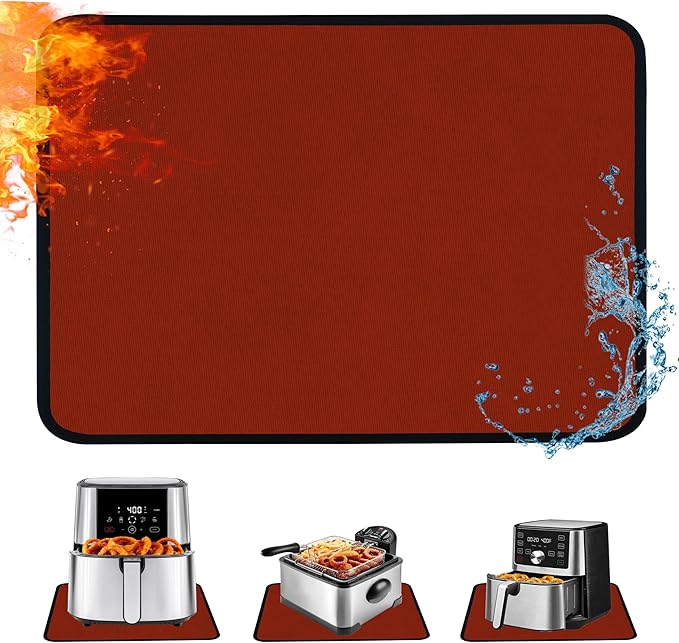 Heat Resistant Mat for Air Fryer,Deep Fryer,Oven,15x18in Hot Pads for Kitchen Counter Heat Protector,Under Coffee Maker Mats for Quartz Countertop Protector,Deep Fryer Coffee Machine Mats (Red)