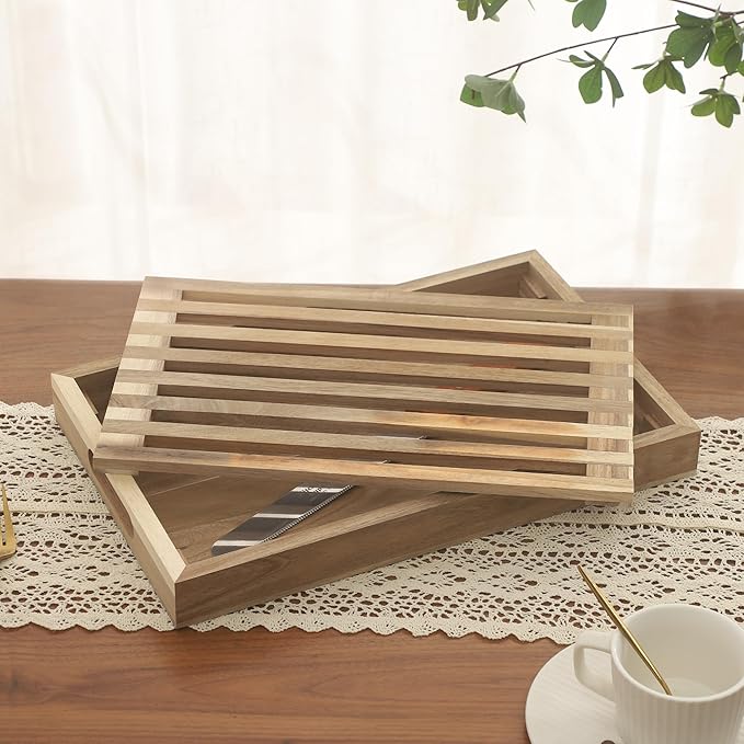 Bread Cutting Board with Crumb Catcher Tray Wooden Holder Bread Tray for Serving Bread Slicers for Homemade Bread Cutting Boards for Kitchen with Holder