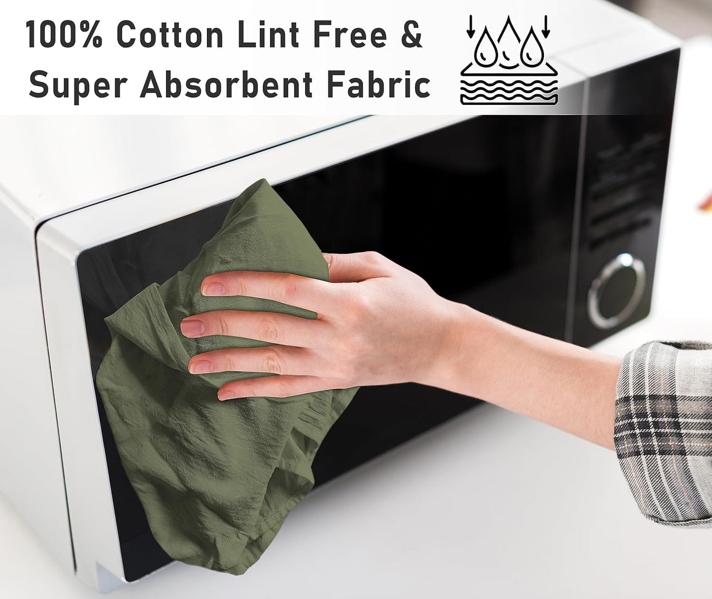 RUVANTI Flour Sack Towels 4 Pack 28x28 Inch, 100% Cotton Tea Towel, Reusable, Machine Washable, Absorbent BarTowels - Dish Cloth Perfect for Drying Dishes & Cleaning - Martini Olive