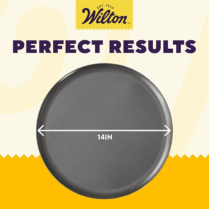 Wilton Perfect Results Premium Non-Stick Pizza Pan, Non-Stick Bakeware, Steel, 14-Inch.