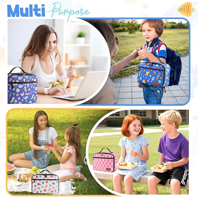 Lunch Box for Women Men & Adult, Insulated Lunch Bag, Cooler Reusable Cute Lunch Containers, Leak Proof and Waterproof Large Capacity lunch tote bags for Work, Travel, Picnic Outdoor and Beach