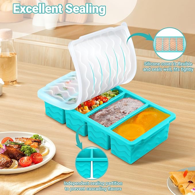 Doasuwish Silicone Freezer Molds for Soup with Lid – 1-Cup Soup Container Style Ice Cube Trays for Freezer, Meal Prep & Food Storage, Freeze 250mL/125mL Portions – 2 Pack