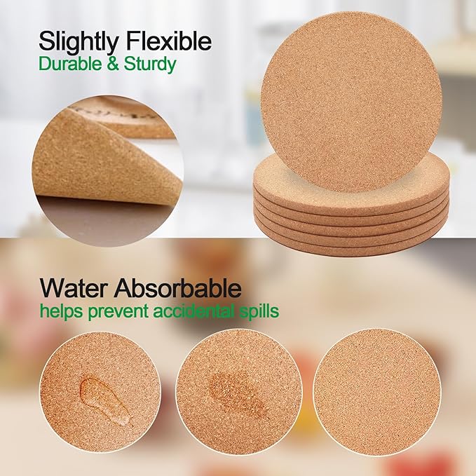 Cork Trivet, 8 Pack High Density Thick Cork Coasters Set for Hot Dishes, 8 Inch Heat Resistant Multifunctional Cork Trivets for Hot Dishes, Hot Pads for Kitchen, Table, Countertops