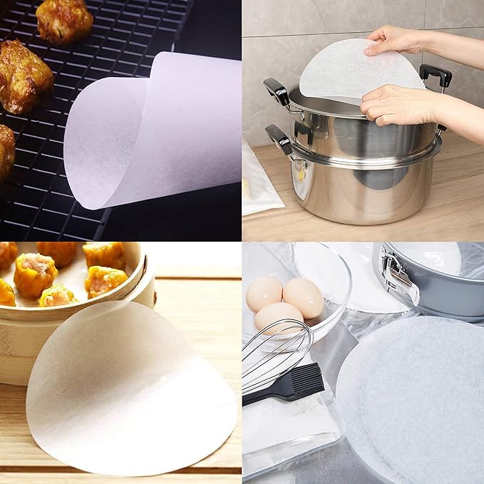 Fit Meal Prep [1000 Pack] 9 Inches Non-Stick Parchment Paper - Round White Baking Sheets, Wax Liners for Cake Pan, Steamer, Fryer and Oven, Cheesecakes, Pizza, Cookies, Meats, Vegetables
