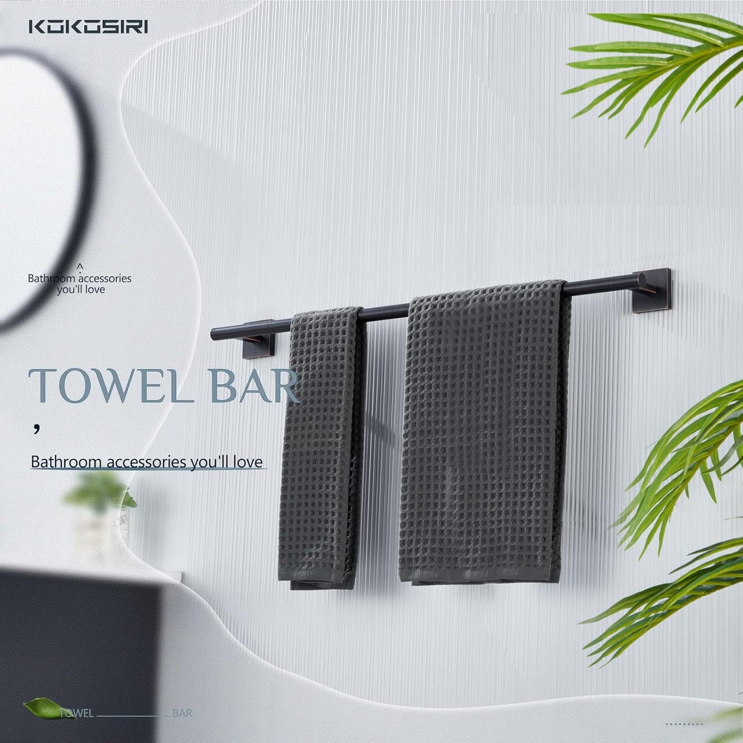 KOKOSIRI Bathroom Towel Bar 36'' Towel Holder for Bath Kitchen Wall Mount Towel Rails 36 Inch Oil Rubbed Bronze Stainless Steel B4005ORB-L36