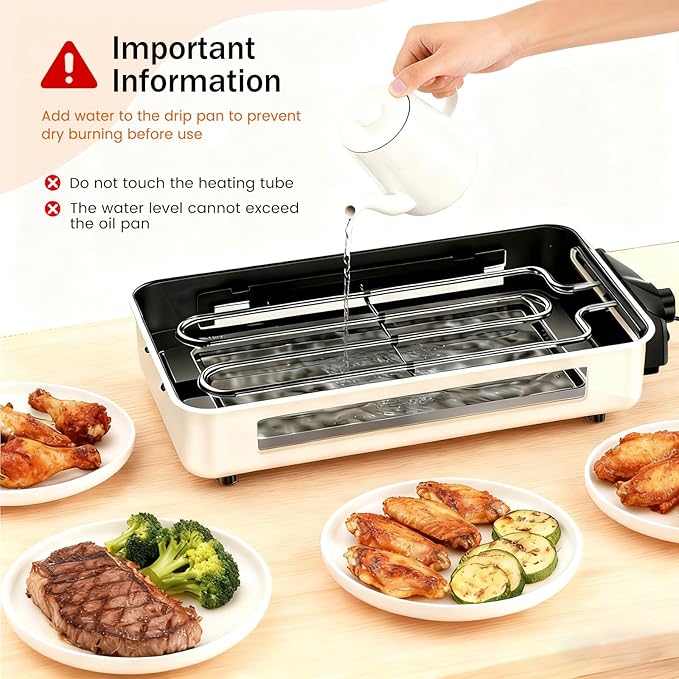 Electric Indoor Grill 1500W, YOHAWJAN 2 in 1 Smokeless Indoor Grills with Non-stick Removable Grill & Griddle Plate, Temperature Control, Portable Korean BBQ Grill with 3 Raclette Cheese Pans