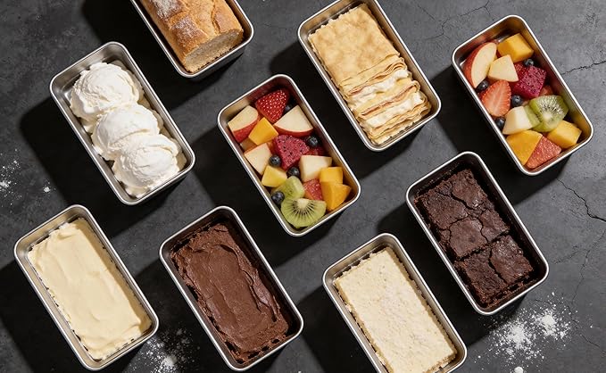 Leonyo 4 Pack Mini Loaf Pans for Baking, 6.3x3.5IN Stainless Steel Small Bread Pans for Meatloaf, Metal Mini Loaf Tins for Banana Bread Baking Homemade Brownies Smaller Loaves, Dishwasher Safe