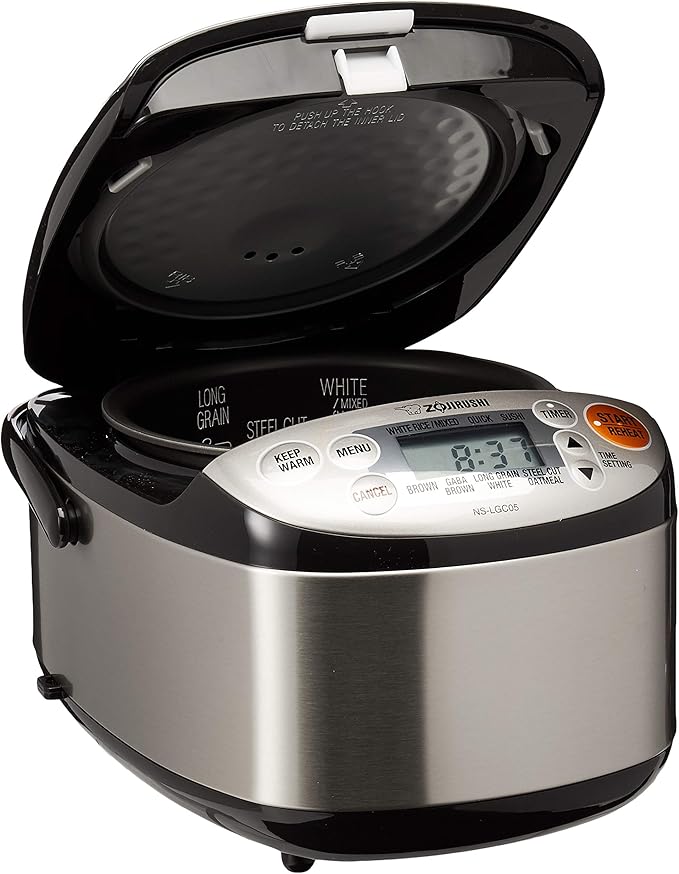 Zojirushi CV-JAC40XB Water Boiler & Warmer, 4.0-Liter, Stainless Black & NS-LGC05XB Micom Rice Cooker & Warmer, 3-Cups (uncooked), Stainless Black