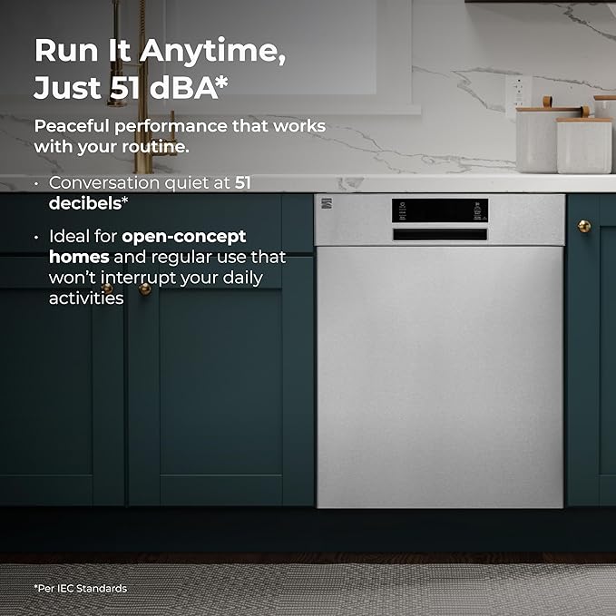 Kenmore 22-14595 24" Built-In Dishwasher - UltraWash, SmartWash, Sanitize Rinse, SmartDry and Leak Detection - 14 Place Settings - 51 DBA - ENERGY STAR Certified - 24" - Stainless Steel