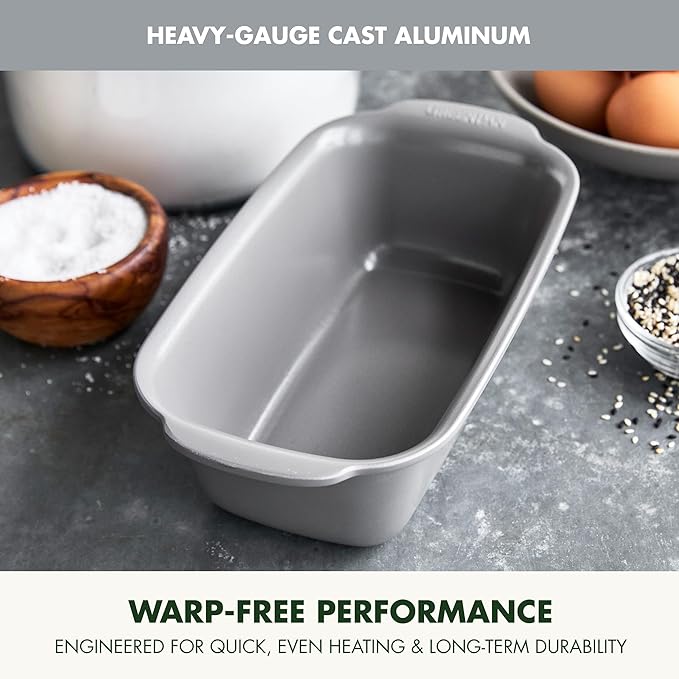 GreenPan Premiere Ovenware Healthy Ceramic Nonstick 1 lb. Loaf Baking Pan, PFAS-Free, Warp-Free Bakeware, Durable Quick Heating, Oven & Broiler Safe to 600F, Dishwasher Safe, Gray