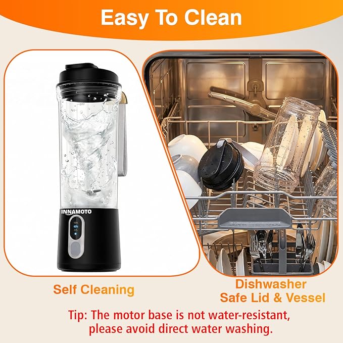 Portable Personal Size Mini Blender - 20oz Cordless Smoothies Blender Type-C Rechargeable, BPA-Free Juice Cup, Freshly Squeezed in Outside/Office/Gym