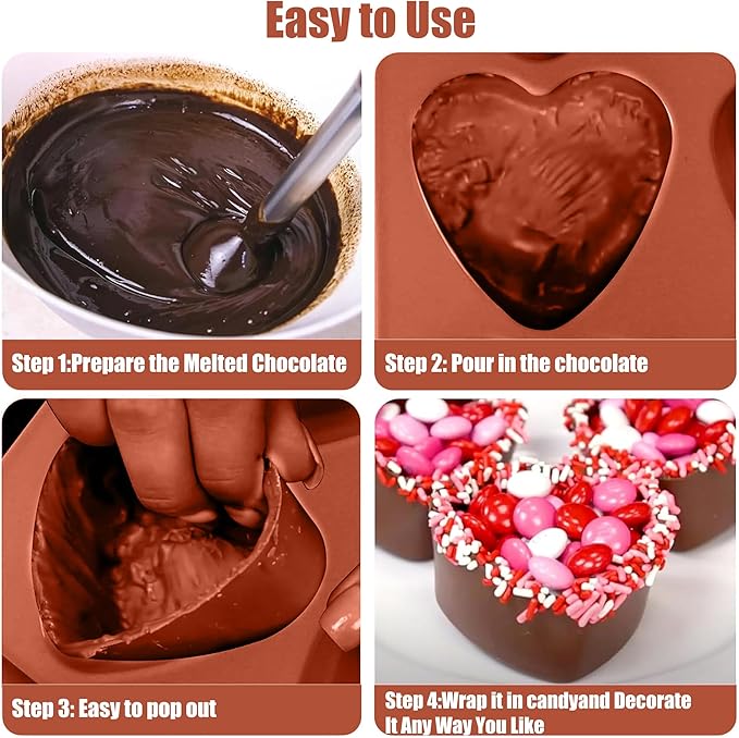 (2 Pack) 6 Holes Heart Shaped Silicone Mold For Chocolate Cake - Heart Silicone Mold for Making Jelly Pudding Handmade Soap Mould Candy Making
