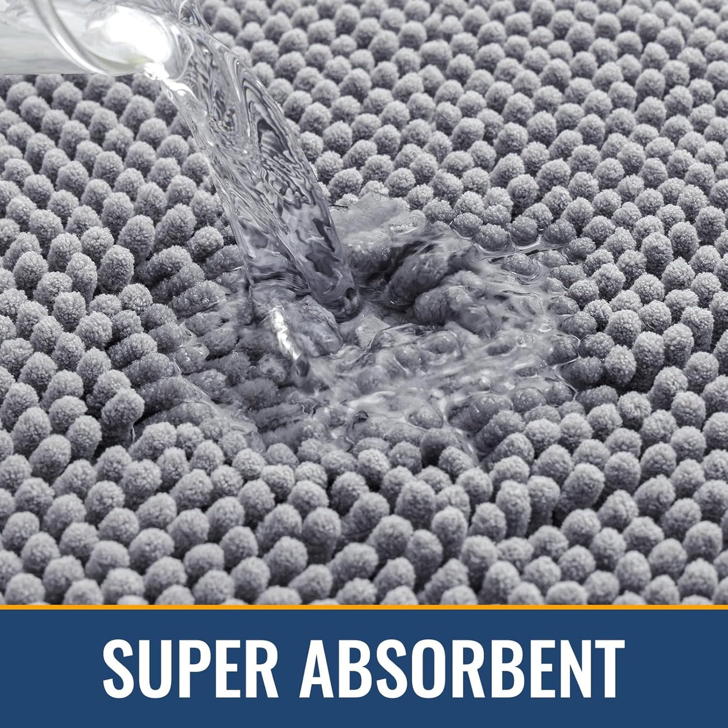 Arotive Bathroom Rugs 44x24, Extra Soft Absorbent Shaggy Chenille Bath Rugs, Machine Washable Rubber Backing Non-Slip Bath Mats for Bathroom Floor Tub and Shower, Home Decor Accessories, Grey