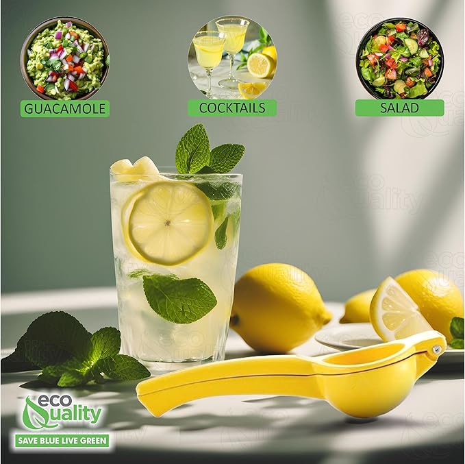 EcoQuality Heavy Duty Handheld Yellow Citrus Juice Squeezer Premium Lemon, Lime & Orange Press for Maximum Extraction Easy to Use, Durable and Rust Resistant Metal Manual Juicer (4)