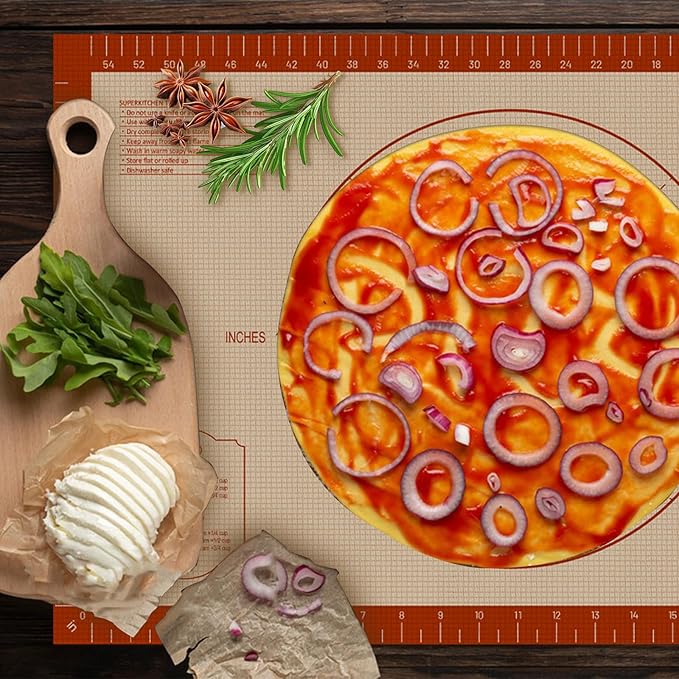 Pastry Mat, 0.7mm Extra Thick 36 x 24 Inches Large Non Stick Silicone Baking Pad, Pie Crust Rolling Supplies for Making Christmas Cookies Bread, Easy to Clean