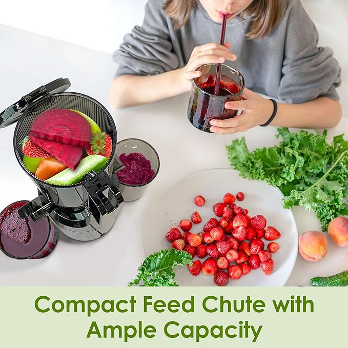 Juicer Machines,Fretta Cold Press Juicer Machines with American-Sourced PCTG Material,Fit Whole Fruits & Vegetables,Easy to Clean,Truly BPA-Free, Red