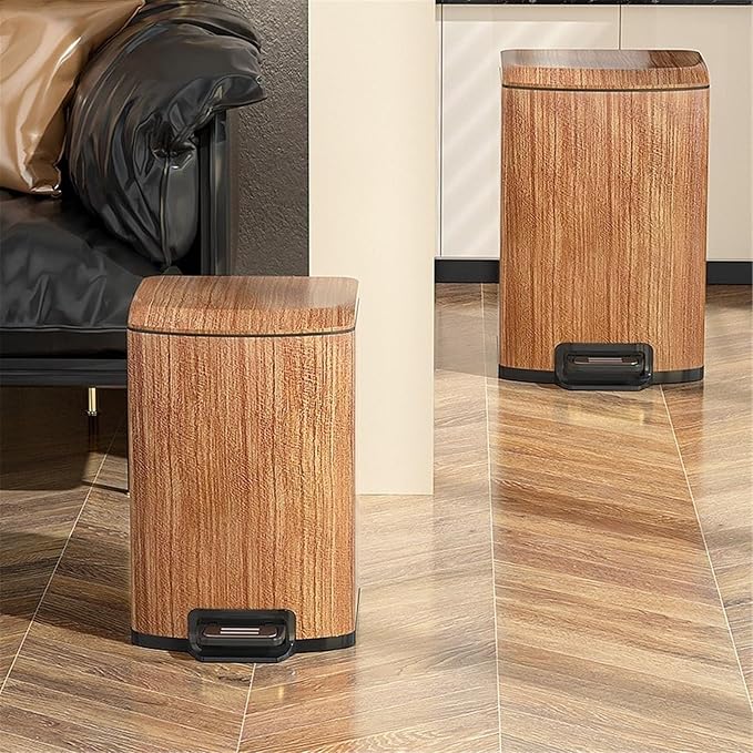Trash Bin Kitchen Vintage Style Pedal Bin Household Stainless Steel Rubbish with Lid, Removable Inner Bucket Garbage Bin(Small)