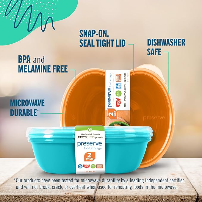 Preserve Food Storage Container, Set of 2, Aqua Blue