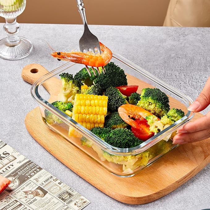Liuruiyu 10 Pack Glass Food Storage Containers with Lids, Meal Prep Containers, Airtight Bento Boxes with Leak Proof Locking for Microwave, Oven, Freezer and Dishwasher, BPA Free