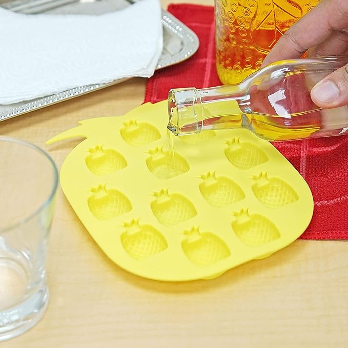 Pineapple Shaped Ice Cube Tray, Yellow - Fairly Odd Novelties - Funny Tropical Fruit Drink Ice Molds