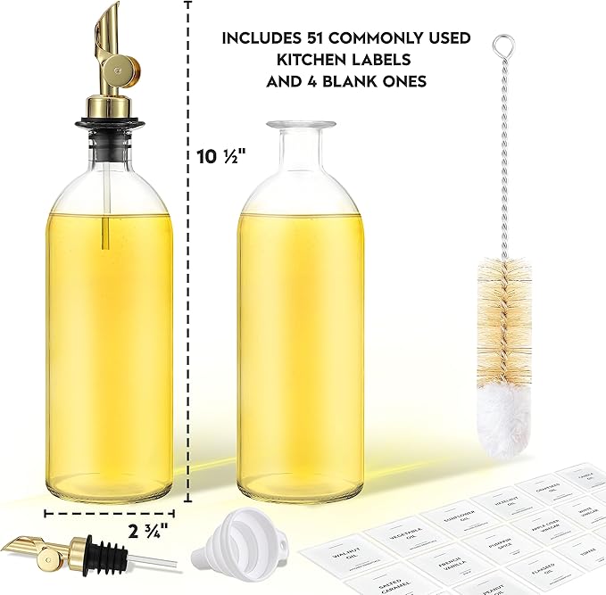 Spaceneat Olive Oil Dispenser Bottle for Kitchen,16.9 fl oz Gold, Silver & Black Bundle