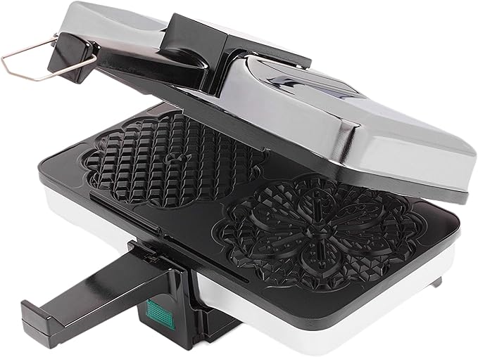 Pizzelle Maker- Non-Stick Electric Baker Press Makes Two 5-Inch Cookies at Once, Even Heating Plates- Must Have Party Baking Supplies- Italian Dessert Treat Making w Recipe Guide- Mothers Day Gift