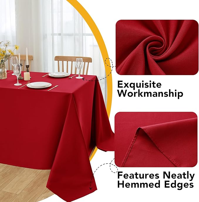 6-Pack Red Tablecloths for Square Tables, 54 x 54 Inches, Stain-Resistant Polyester Fabric for 2 Foot Tables - Washable Table Covers for Weddings, Banquets, Birthday Parties, Events