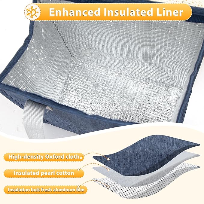 VZZNN 12 Pack Lunch Bags Bulk,Insulated Reusable Lunch Bags with Aluminum for Women Men,Leakproof Tote Large Lunch Box for Office,Work,Beach or Travel(Grey)
